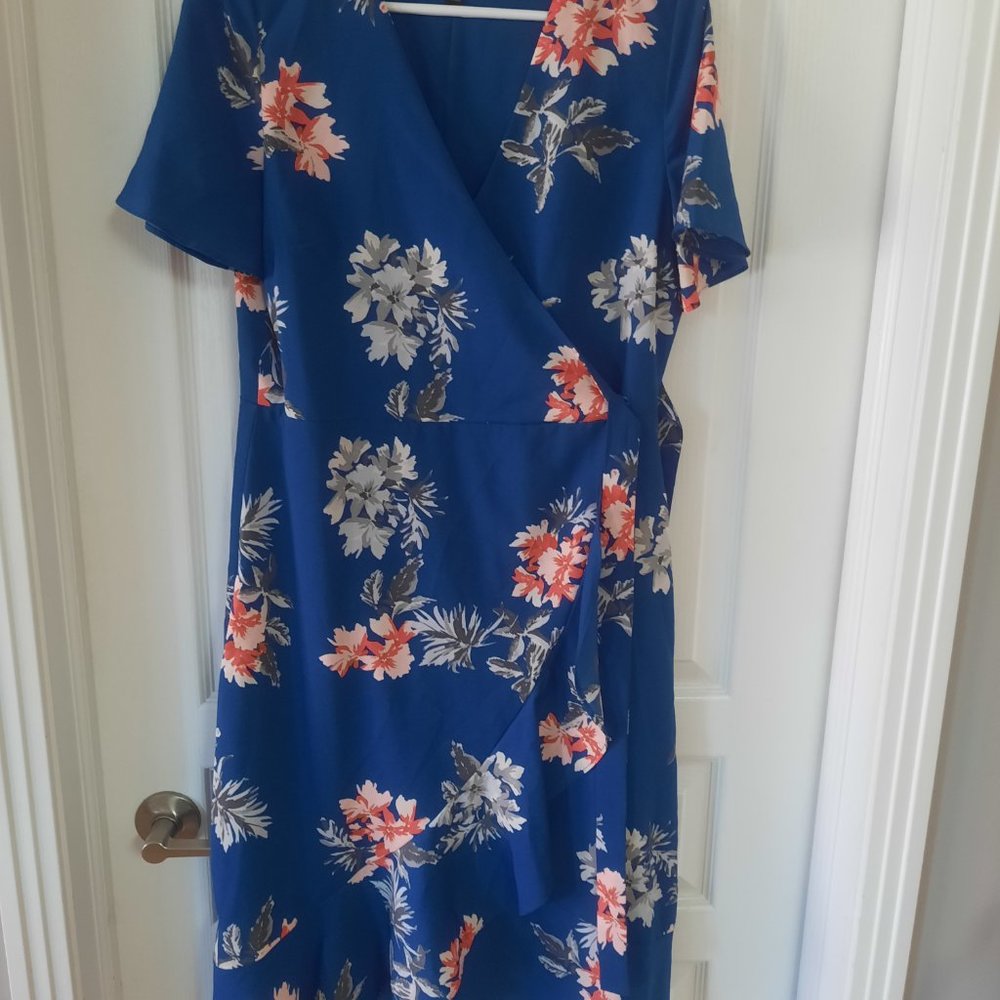 Banana Republic Factory Blue Floral Wrap Dress - Picture 4 of 9